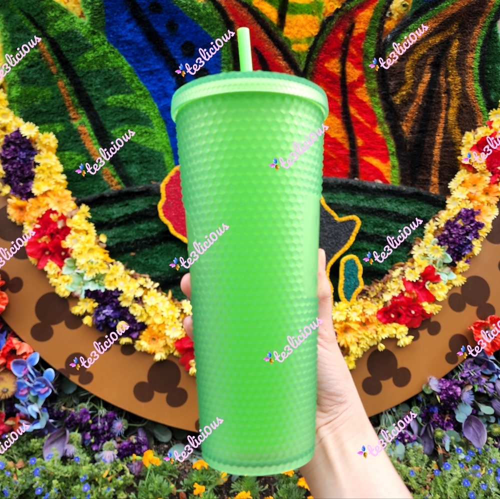 DISNEYLAND STARBUCKS NEON GREEN STUDDED TUMBLER - Picture 5 of 8